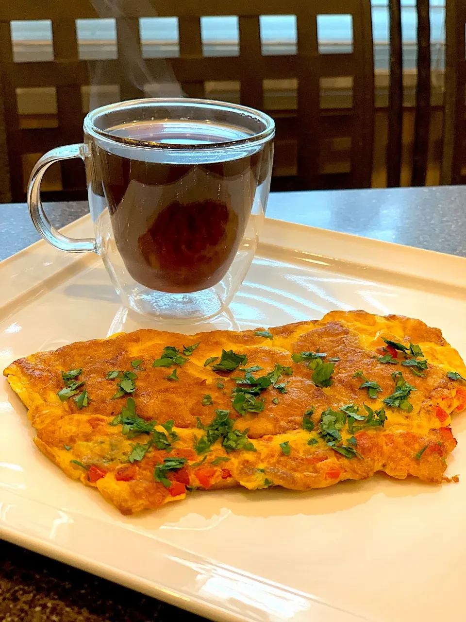 EggFast Diet
Day 1 
Breakfast
Peppers and parsley omelette and coffee ☕️|FitMomDoc19さん