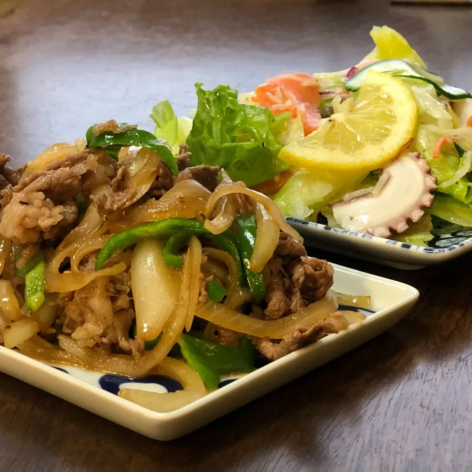 生姜焼きとマリネ|たんぽぽぽんさん