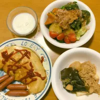 Snapdishの料理写真:とろろオムレツと納豆和風サラダ|けんさん