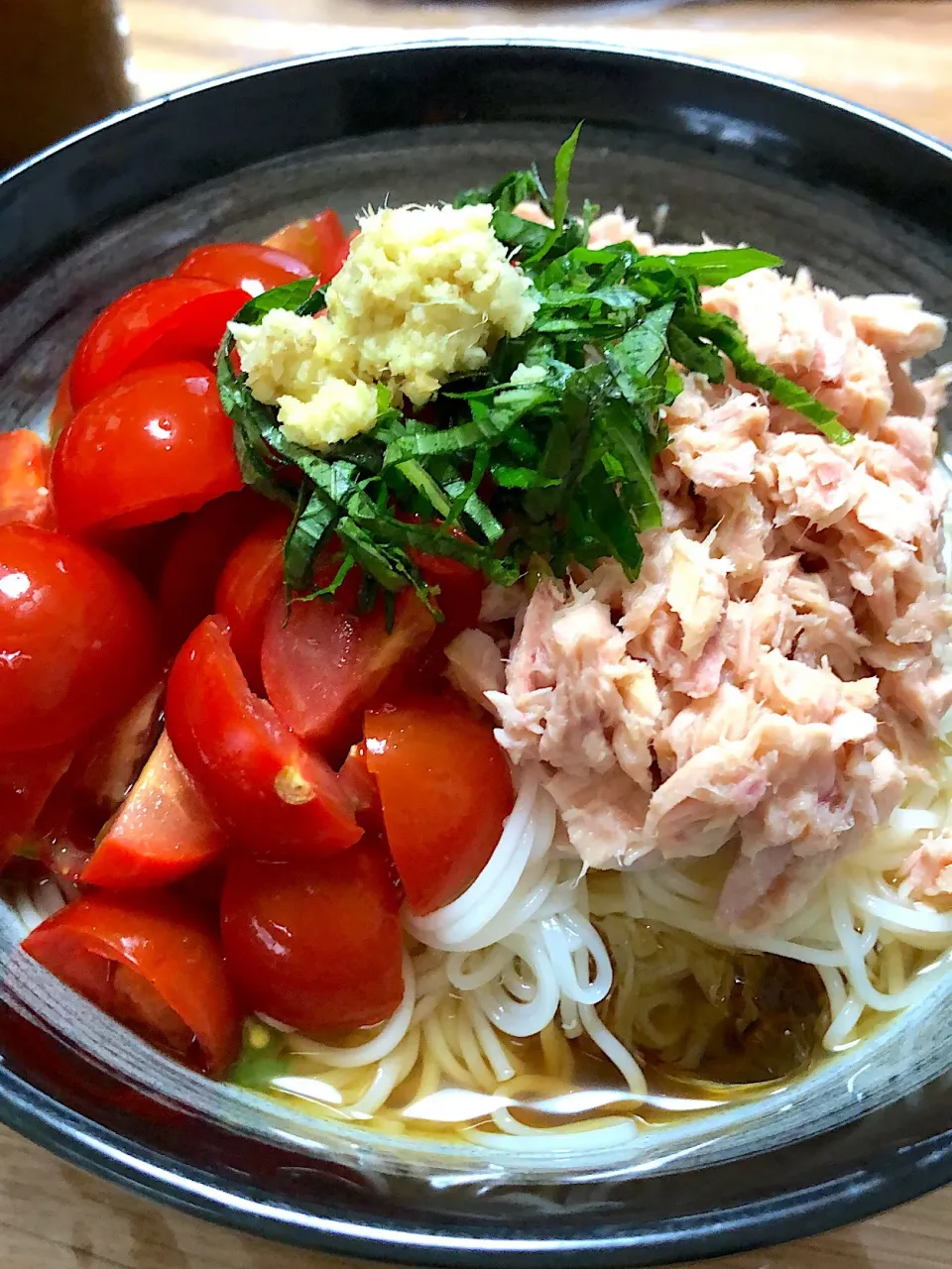 ツナとミニトマトの朝そうめん|ミウトおかんさん