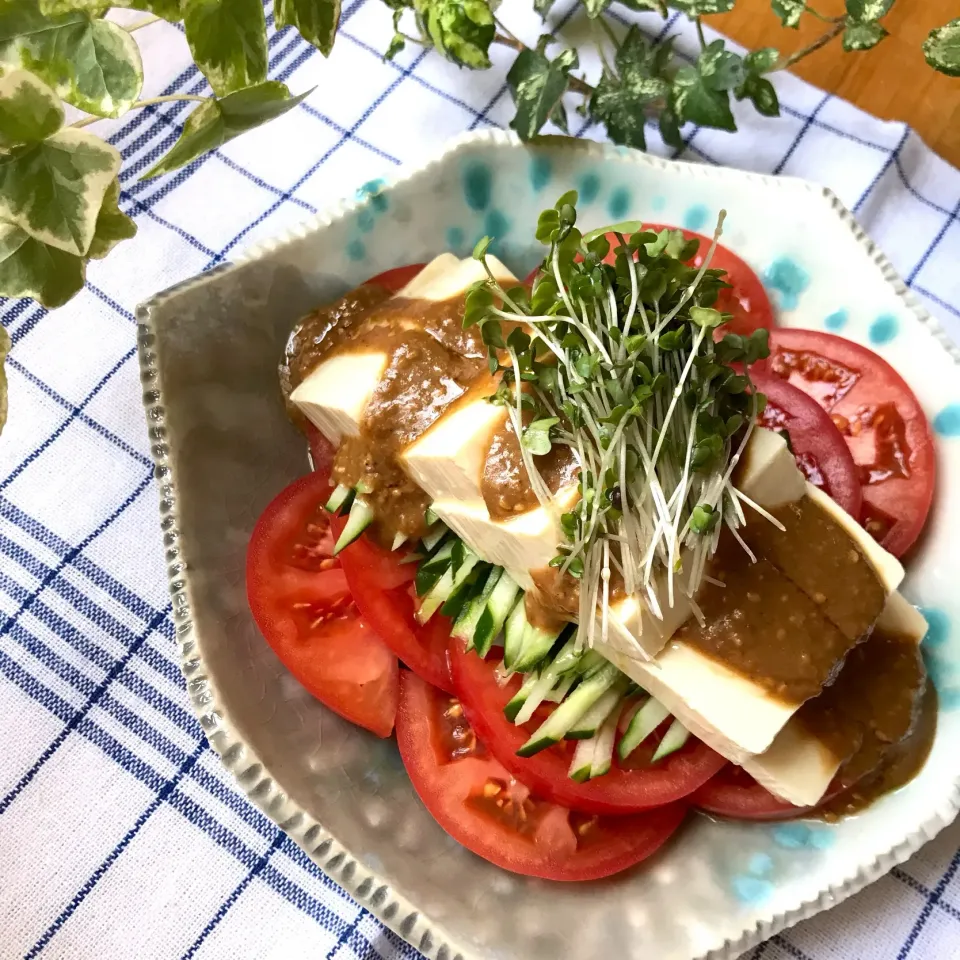 🎐暑い日はツルンと喉越し 濃厚ゴマの 豆腐棒棒サラダ🥗|Hollyさん