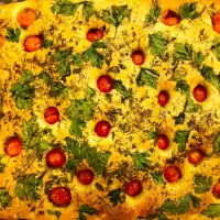 Honey and rosemaey Focaccia with cherry tomatoes and Dill|Charlene Kotwallさん