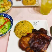 Hawaiian Grilled Huli Huli Chicken and coconut rice|kelly ighiriaroさん