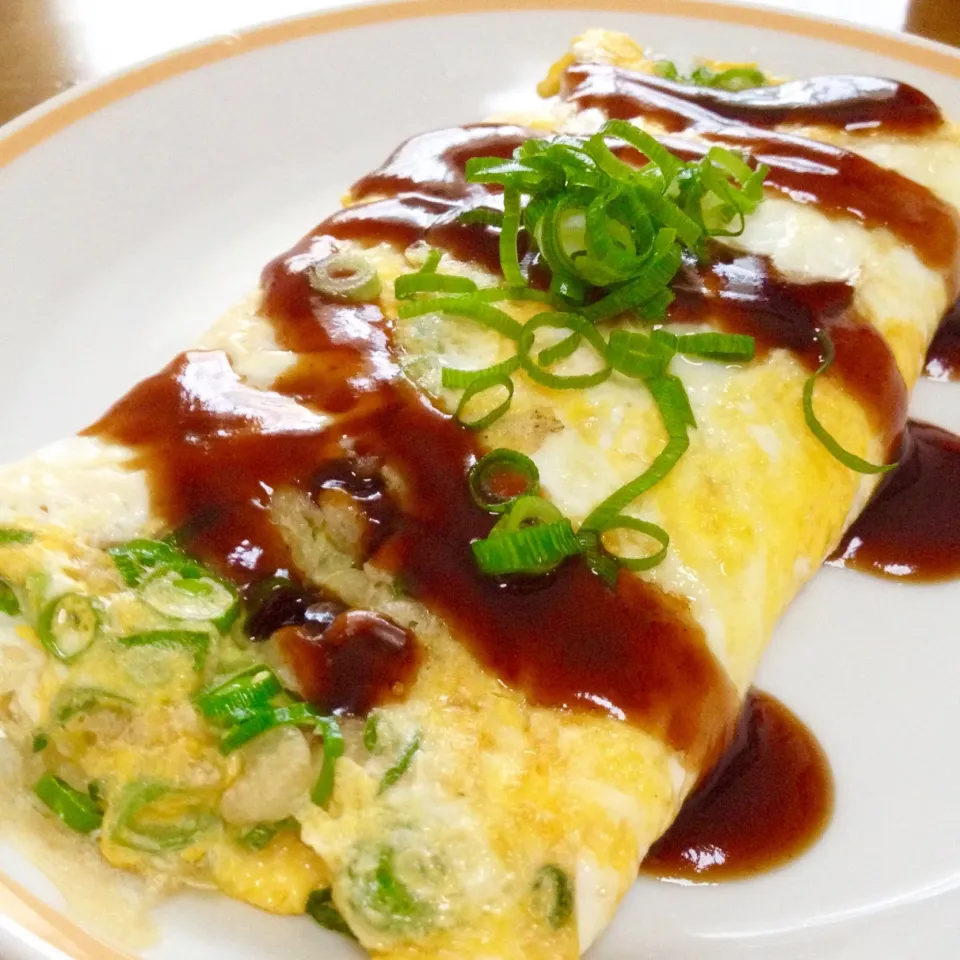 イカ天かすとねぎ焼き🍀 カープソースでね〜🤗💕|まいりさん