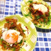 Snapdishの料理写真:すき焼き風冷やしうどん|えみえみさん