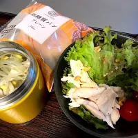 ささみと豆もやしのスープと盛り合わせただけのサラダ🥗|ひつじさん