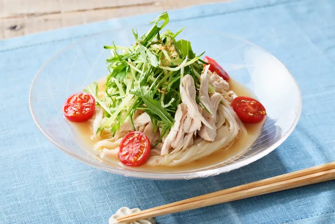 野菜たっぷり糀甘酒の冷やし白湯風そうめん|マルコメ キッチンさん