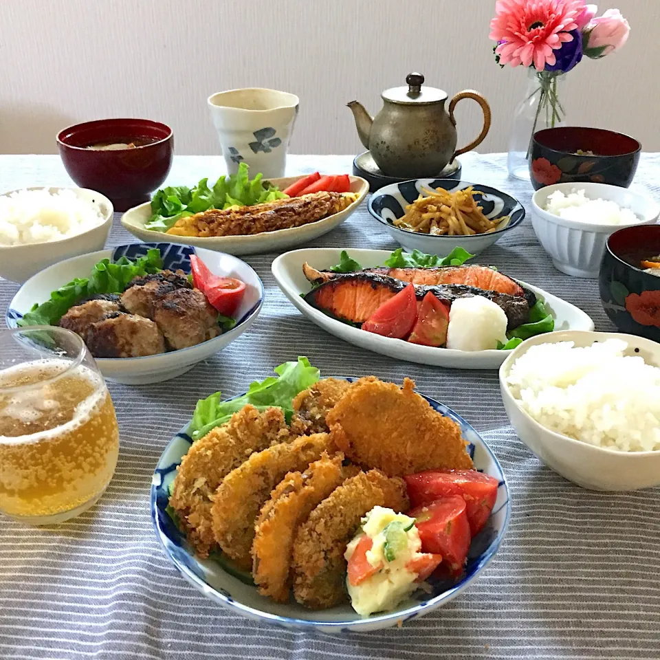 黒はんぺんのフライがメインの晩ご飯 #夕食  #家庭料理  #晩ご飯  #おうちごはん|ゆかりさん