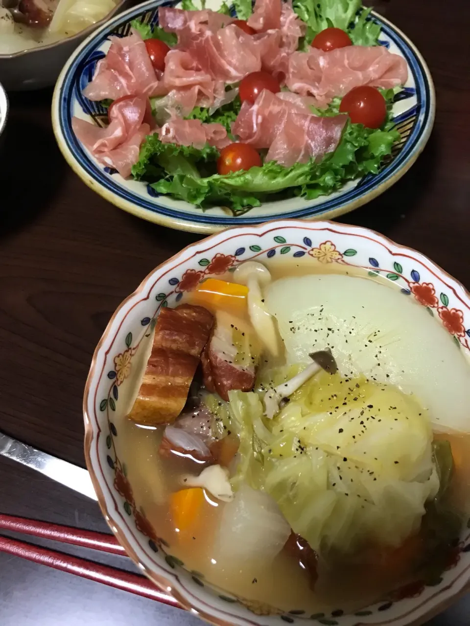 5月28日晩ご飯。和風ポトフ、生ハムサラダ。|あやさん