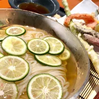 Snapdishの料理写真:すだち薫る細打ちひやひやうどん|Nagachanさん