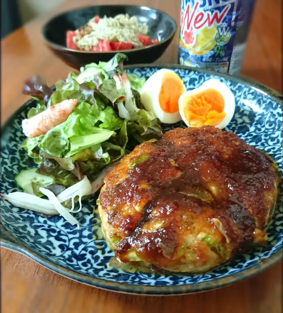 お豆腐ｷｬﾍﾞﾂ和風ﾁｰｽﾞﾊﾝﾊﾞｰｸﾞ|まりおさん