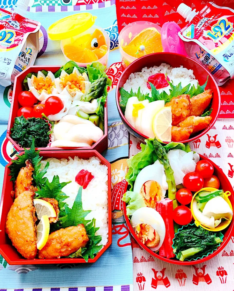 Snapdishの料理写真:#お弁当 #夫婦弁当 #お父さん弁当 #自分弁当 
 #野菜たっぷり  #和食弁当 #揚げ鯖の甘酢あんかけ #サラダ #おやつはヨーグルト|Blueberry🫐さん