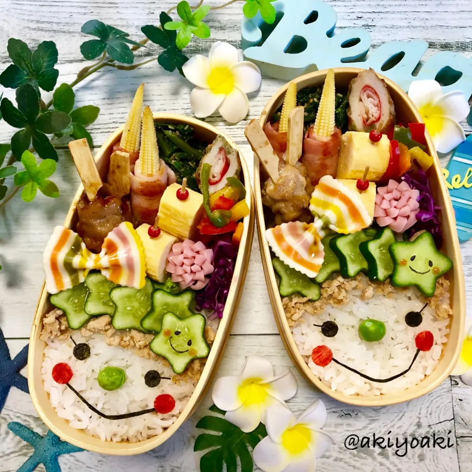 Snapdishの料理写真:リボンアフロガールちゃん弁当|Akiyoෆ¨̮⑅さん