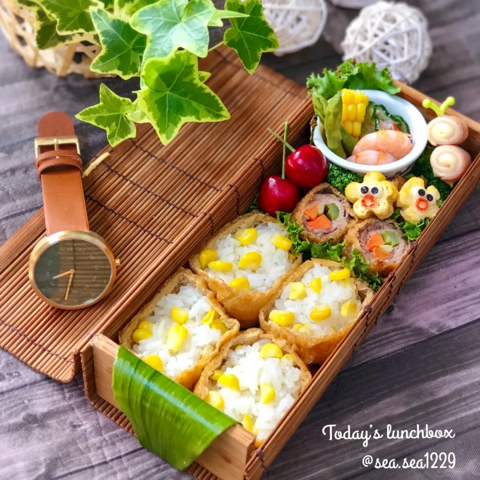 とうもろこしいなり寿司弁当🌽|seaさん