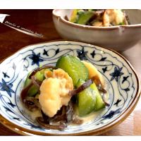 キュウリとホタテとキクラゲの餡掛け煮
