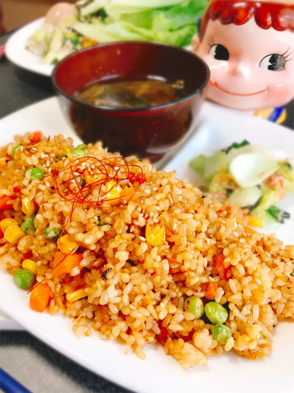 Snapdishの料理写真:速攻簡単ランチ♡旨辛マヨ豆板醤チャーハン。|ぽき。さん