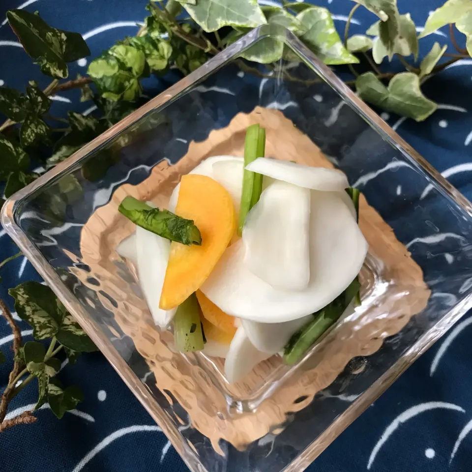 🥕今日の一皿。 蕪と金美人参の あちゃら漬け🥢|Hollyさん