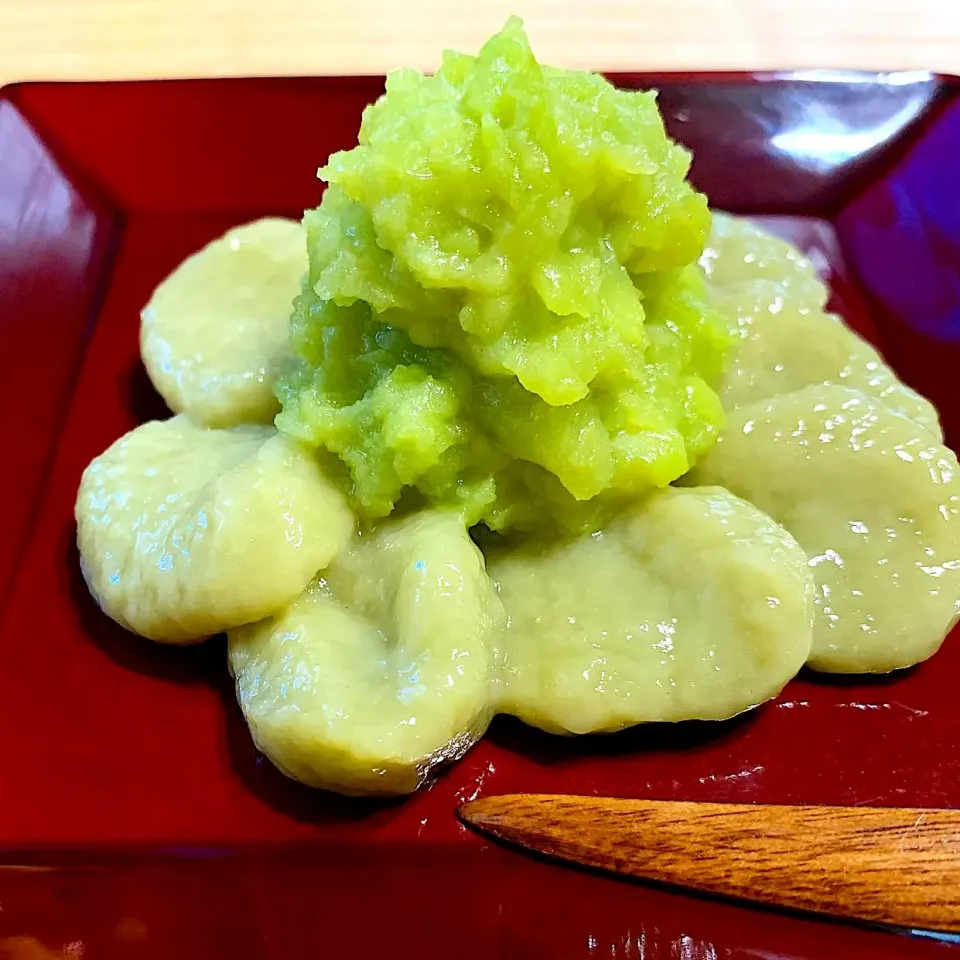 抹茶白玉にそら豆ずんだ🍵|みっこちゃんさん