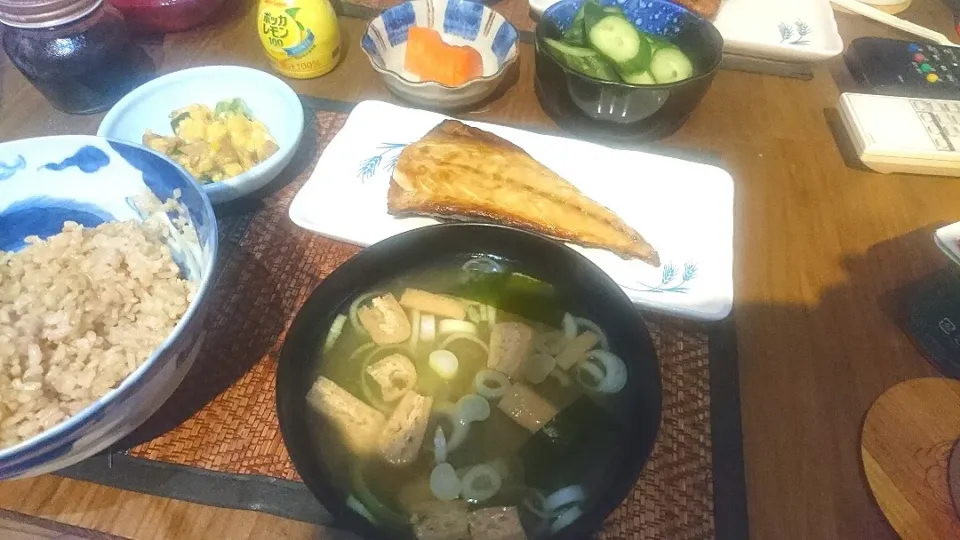 鯖塩&卵焼き&ワカメの味噌汁|まぐろさん