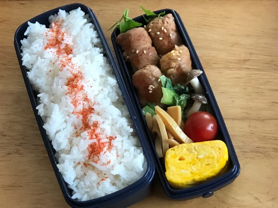 チーズ竹輪の肉巻き、ポン酢炒め 弁当|弁当 備忘録さん