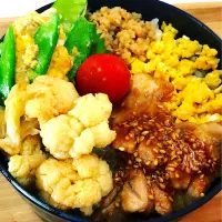 Snapdishの料理写真:お昼ごはん(鶏そぼろと卵の二色丼