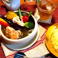 咲きちゃん😚12種の野菜の豆乳スープカレー👳‍♂️お誕生日おめでとうじゃ🙌😆✨