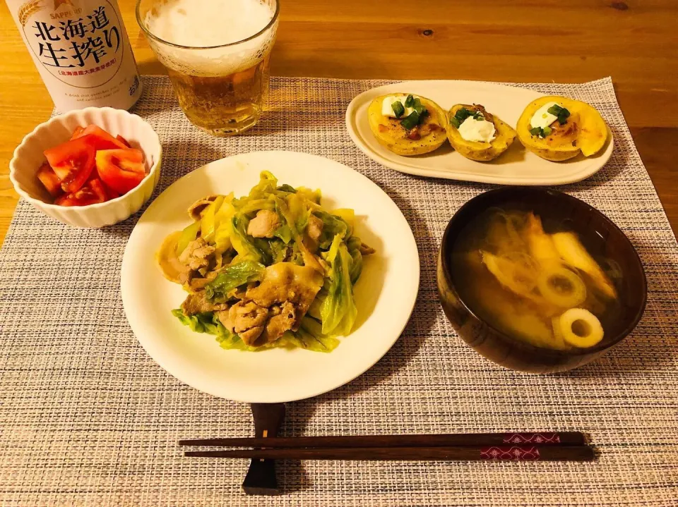 回鍋肉とポテトスキン|ちえまるさん