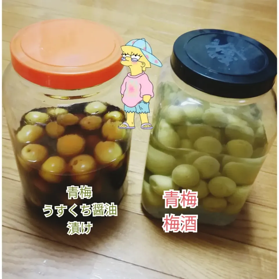 Snapdishの料理写真:青梅の薄口醤油づけ ＆　梅酒 (梅酢 )|ゆっこさん