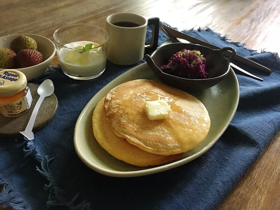 火曜日の朝ごはん#朝ごはん#ホットケーキ|ちびワビさん