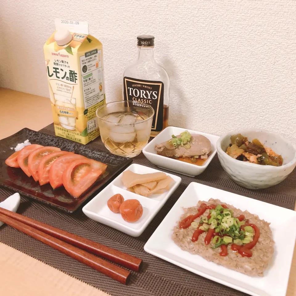 レモンの酢のトリスと、お米抜きの晩御飯(^-^;💦あてばっかり|まちゃさん