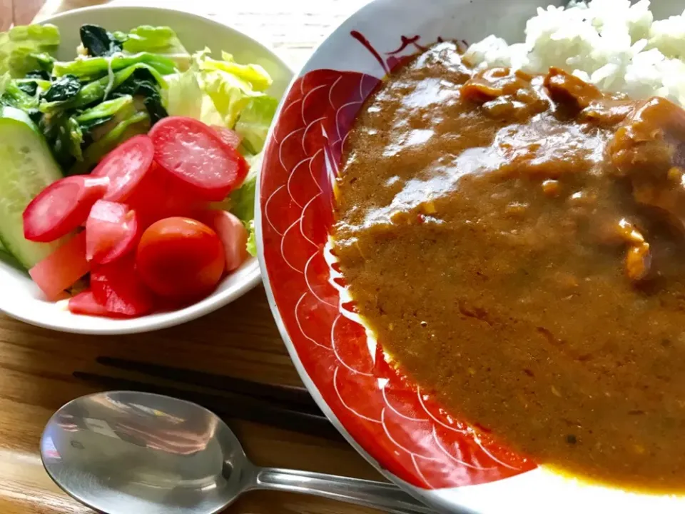 20190605🍚旦那さんの朝ごはん🍛
 #レモンの酢でラディッシュピクルス  #激辛カレー  #カレーライス  #カレーの日  #手軽にプラ酢レモンの酢|akiyo22さん