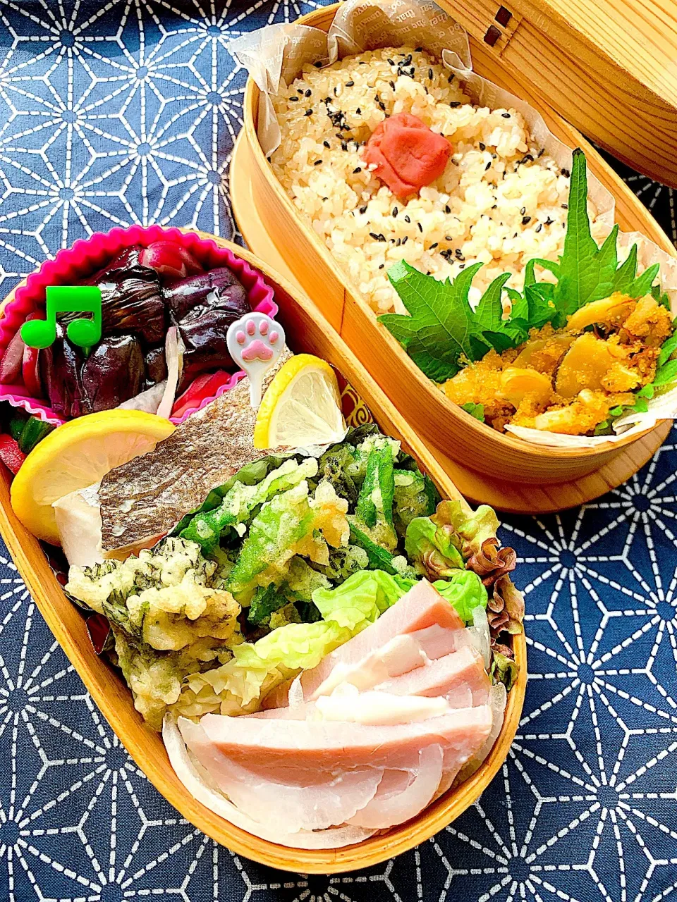 #お弁当  #お父さん弁当  #和食弁当  #わっぱ弁当 #山菜天ぷら #メインは魚 #鱈の粕漬け焼き 
 #野菜たっぷり  #玄米ご飯 #玄米ご飯弁当|Blueberry🫐さん