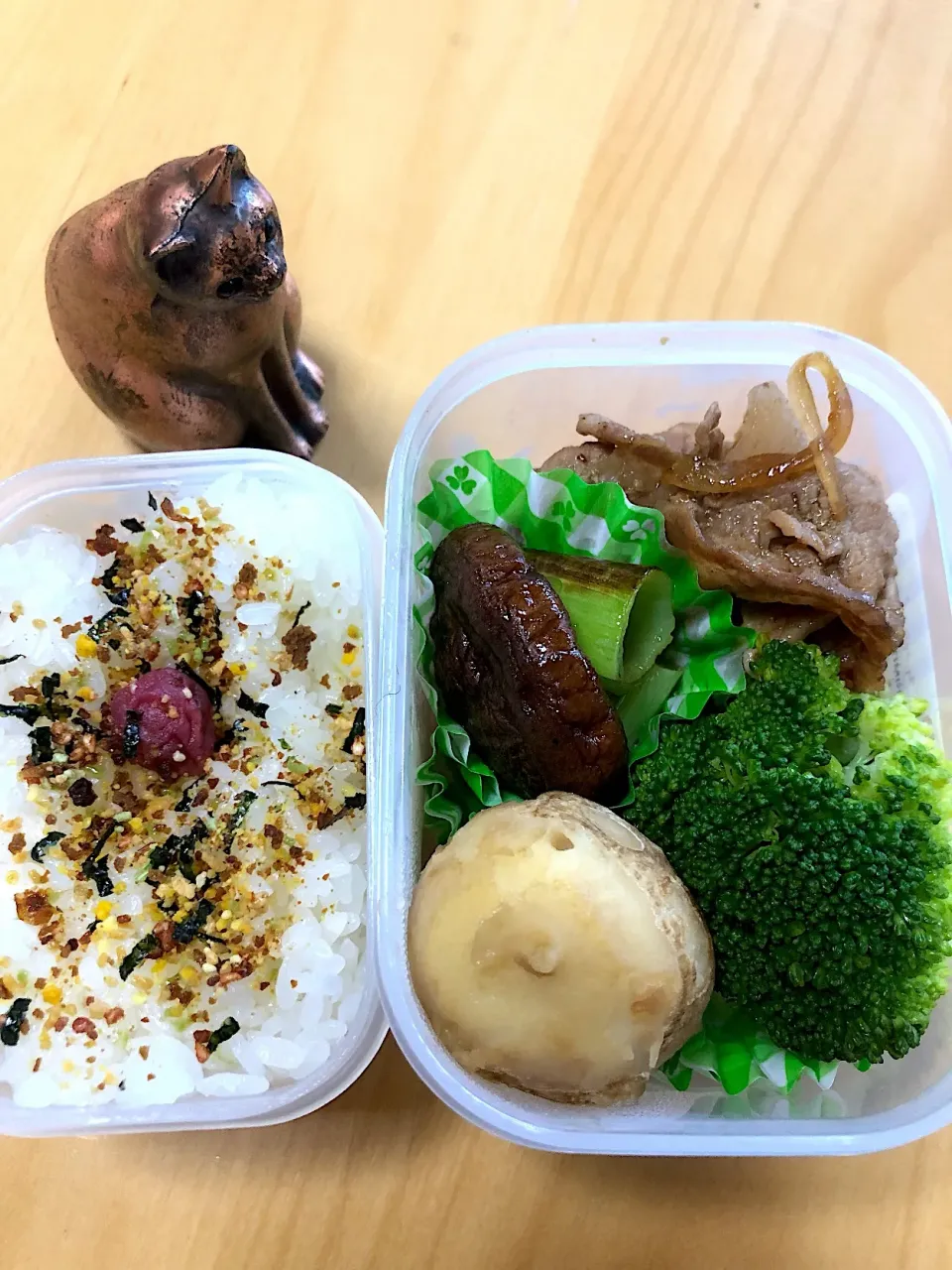 Snapdishの料理写真:焼肉 里芋の煮っころがし しいたけとネギ焼き ブロッコリー🥦弁当|Kumiko Kimuraさん