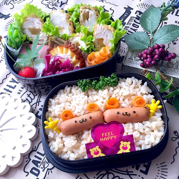 ささみチーズカツ 薔薇くまちゃん弁当 #お弁当記録 # #お弁当じまん  #豪華弁当  #お弁当作り楽しもう部|lunadropさん