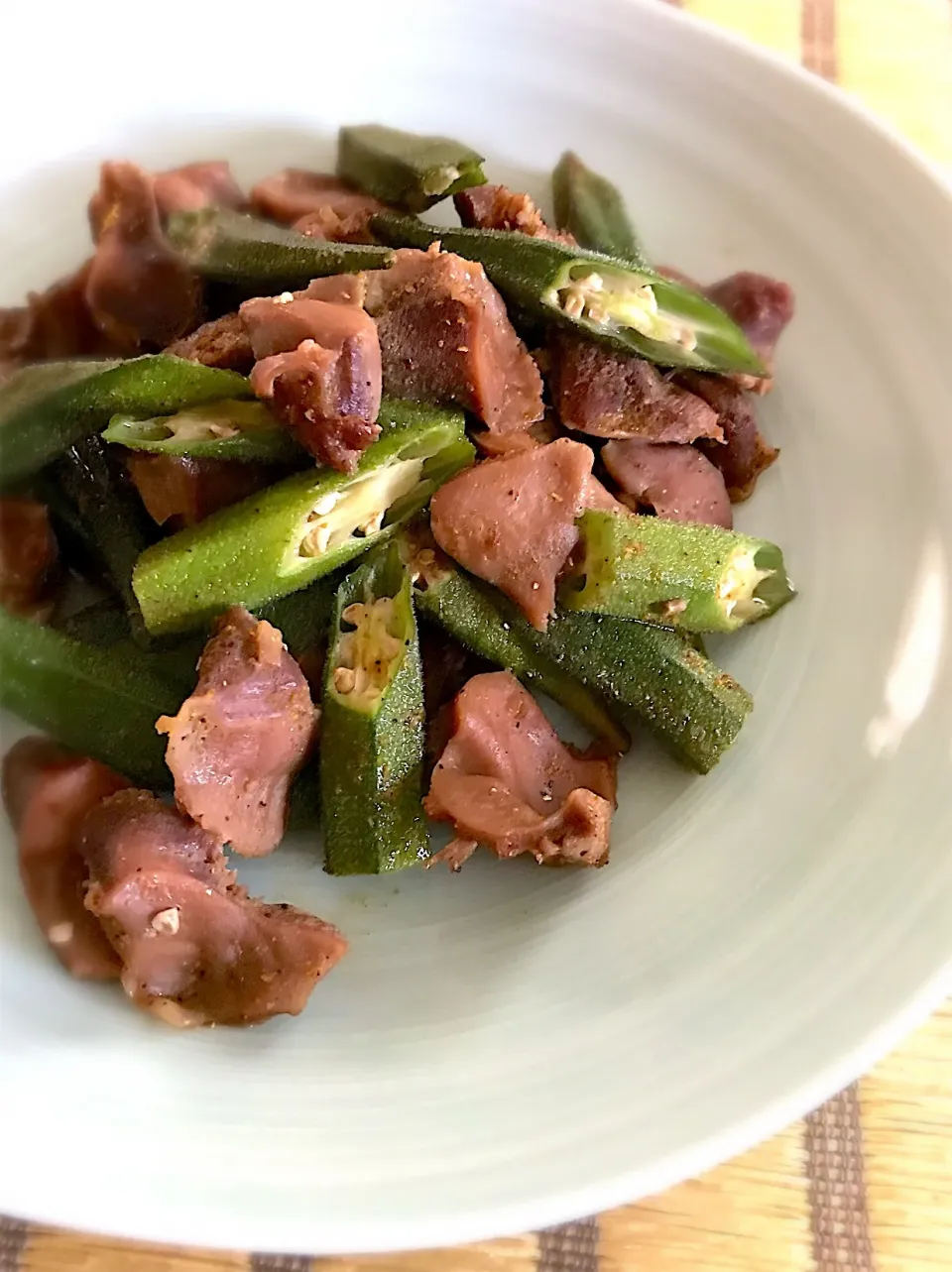 砂肝とオクラのカレー風味炒め|しづか御膳さん