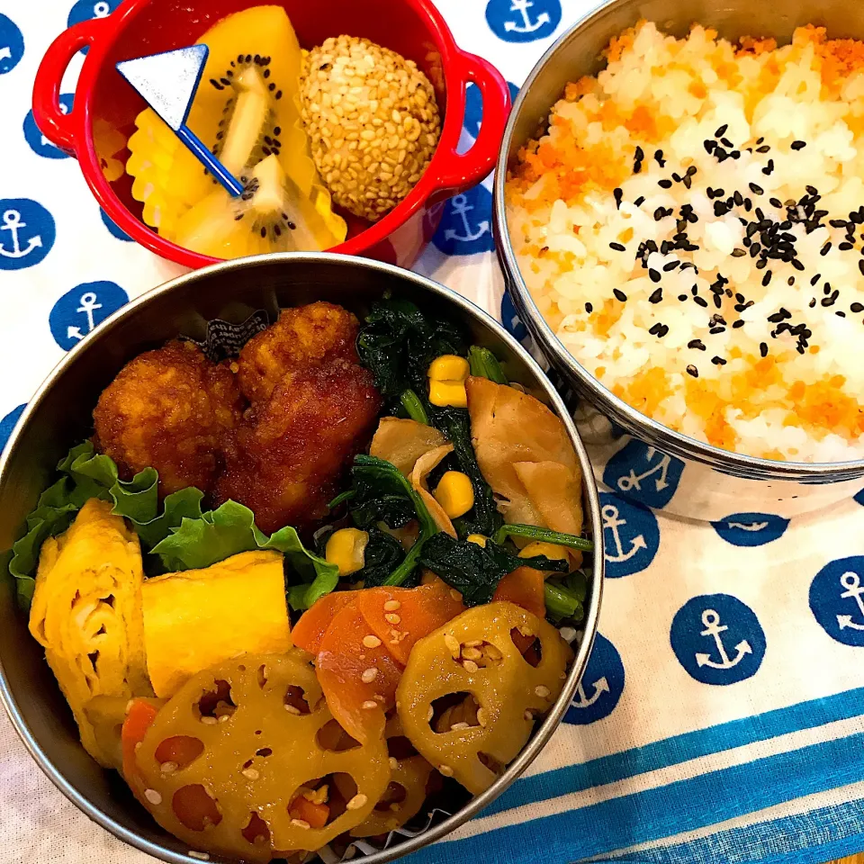 JK からあげ弁当
#からあげ
#きんぴら
#ほうれん草のソテー
#たまごやき|MIKIさん