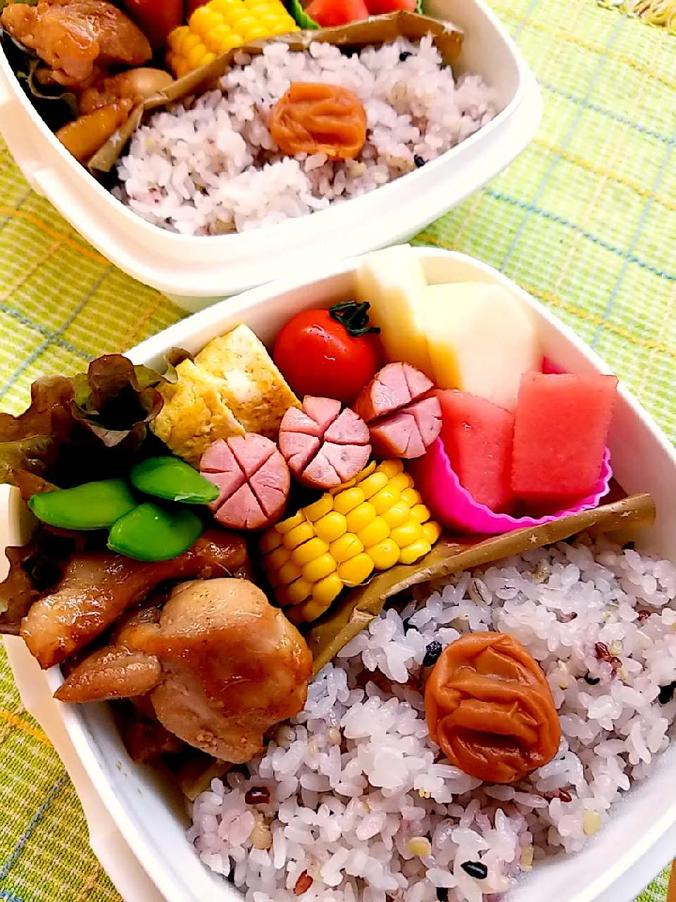 6月6日　高2息子と旦那弁当|あけみさん