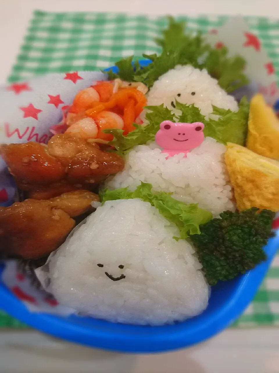 Snapdishの料理写真:カエルひょっこり弁当☺|kumi(о´∀`о)さん