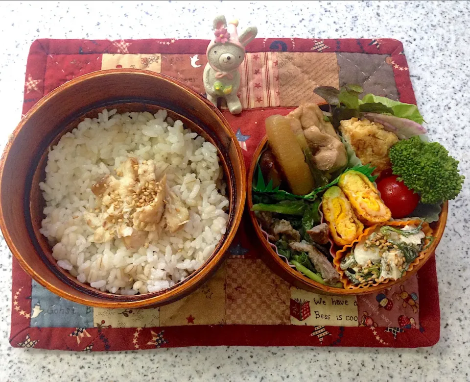 Snapdishの料理写真:昨日のお弁当😊 #夫弁当  #わっぱ弁当  #丸弁当|naonaomimichanさん