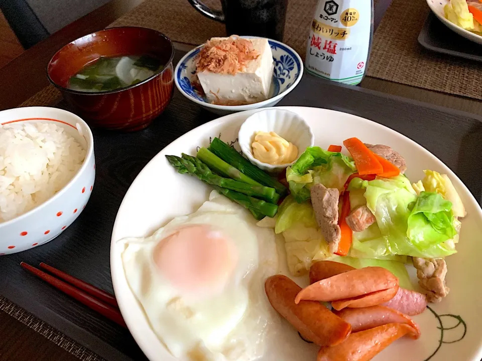 頑張らない普通のご飯☆6/6朝ご飯 #朝ごはん#定食風#糖質制限#1型🔰|あきさん