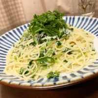 小松菜とじゃこ炒めのパスタ大葉のせ|maroさん