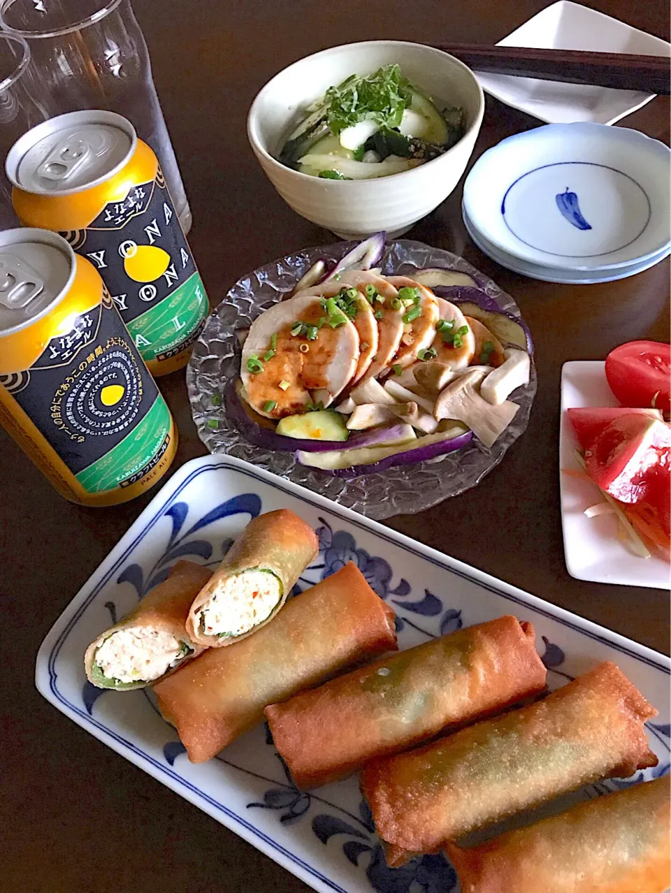 居酒屋🏮とんちん  豆腐春巻きと鶏ハムのよだれ鶏風
 #家飲み部♪発足！ #豆腐春巻き #よだれ鶏 #給料日前|とんちんさん