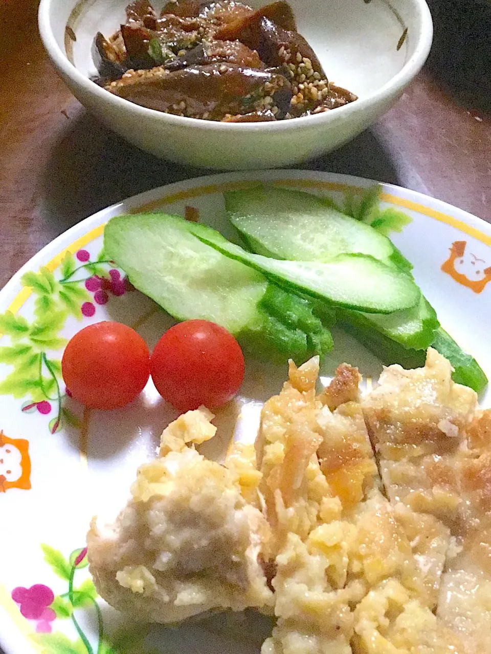 鶏🐓のピカタ     茄子のピリ辛炒め|掛谷節子さん