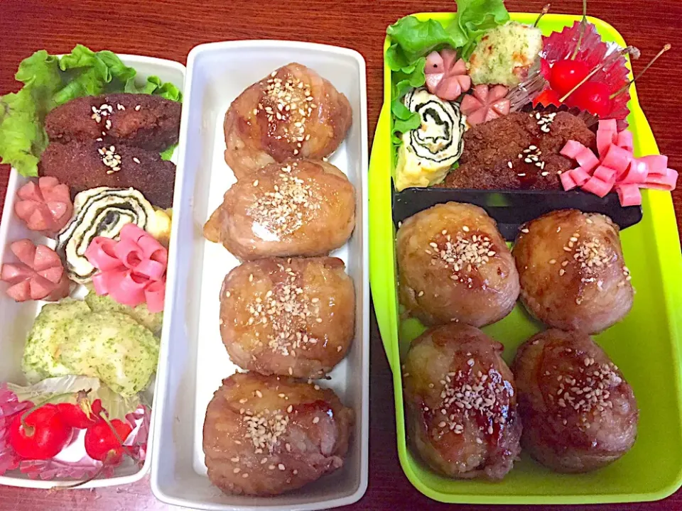 肉巻きおにぎり弁当|ピンキーさん