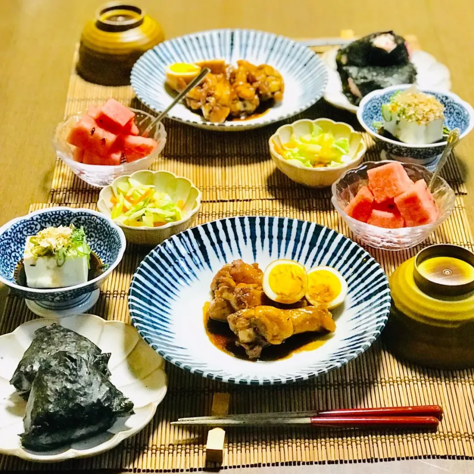 『鶏手羽元と茹で卵の甘辛照り煮』定食|nailsbayさん