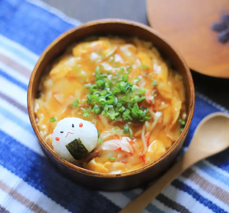 カニカマ天津飯と怒りのこにぎり弁当|ゆいか＊さくママさん