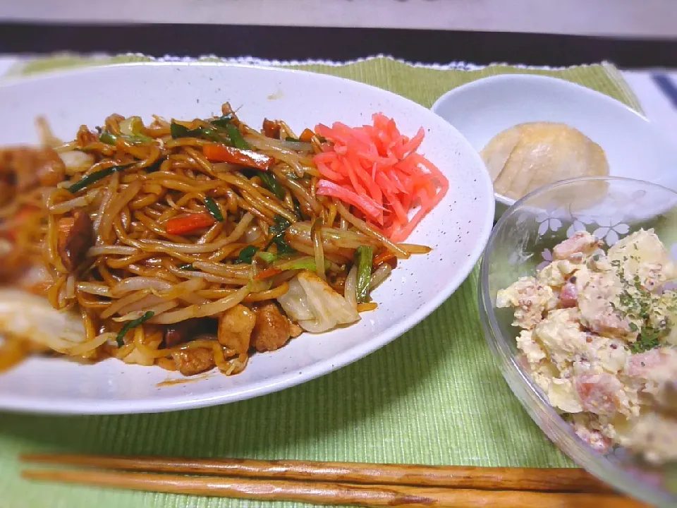 ☆お好み焼きソース焼きそば
☆コロコロベーコンポテトサラダ
☆蕪の糠漬け|☆Chieco☆さん