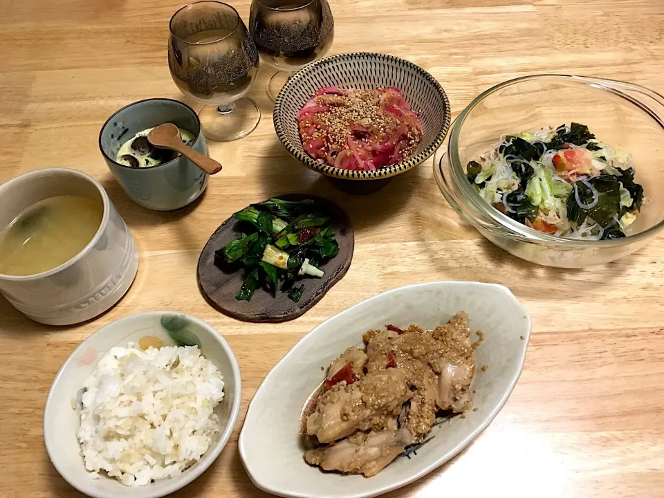 Snapdishの料理写真:昨日の晩御飯😋去年の梅酒で|さくたえさん