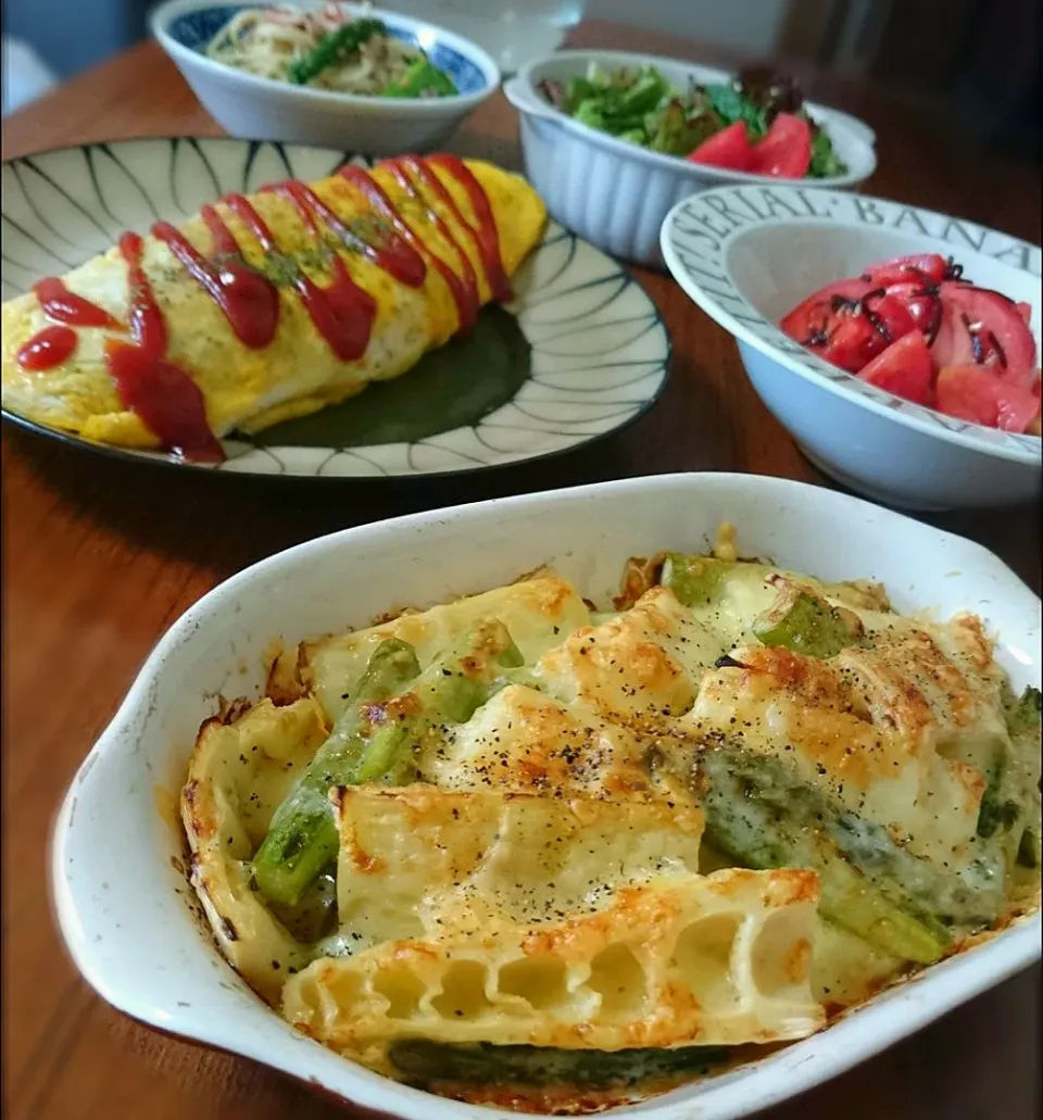 筍とｱｽﾊﾟﾗの味噌ﾏﾖﾁｰｽﾞ焼き|まりおさん