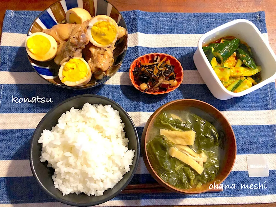 塾前ご飯
 #cookingram  #instafood  #snapdish  #作り置き  #常備菜  #お家ご飯  #息子ご飯  #塾前ご飯  #ひじき煮 #鶏肉と玉子のさっぱり煮 #叩ききゅうり|nachiさん